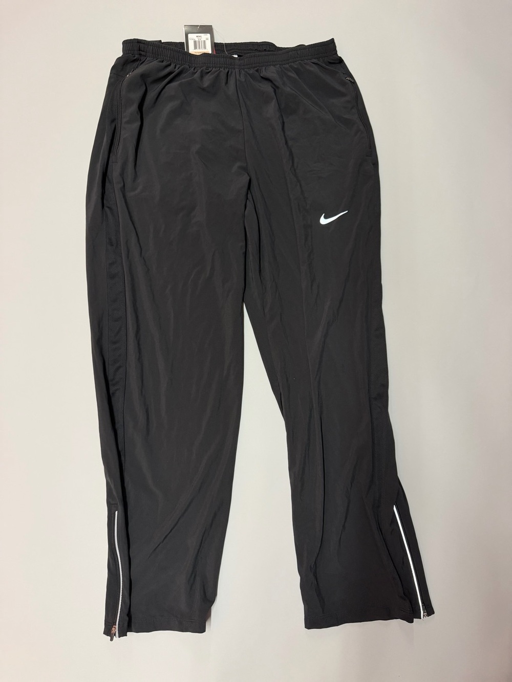NWT Nike Black Men's Athletic Dri Fit Track Pants,Whi. Swoosh 717410 010 Sz 2XL